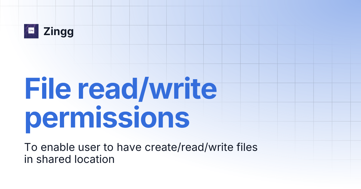 File read/write permissions | Zingg